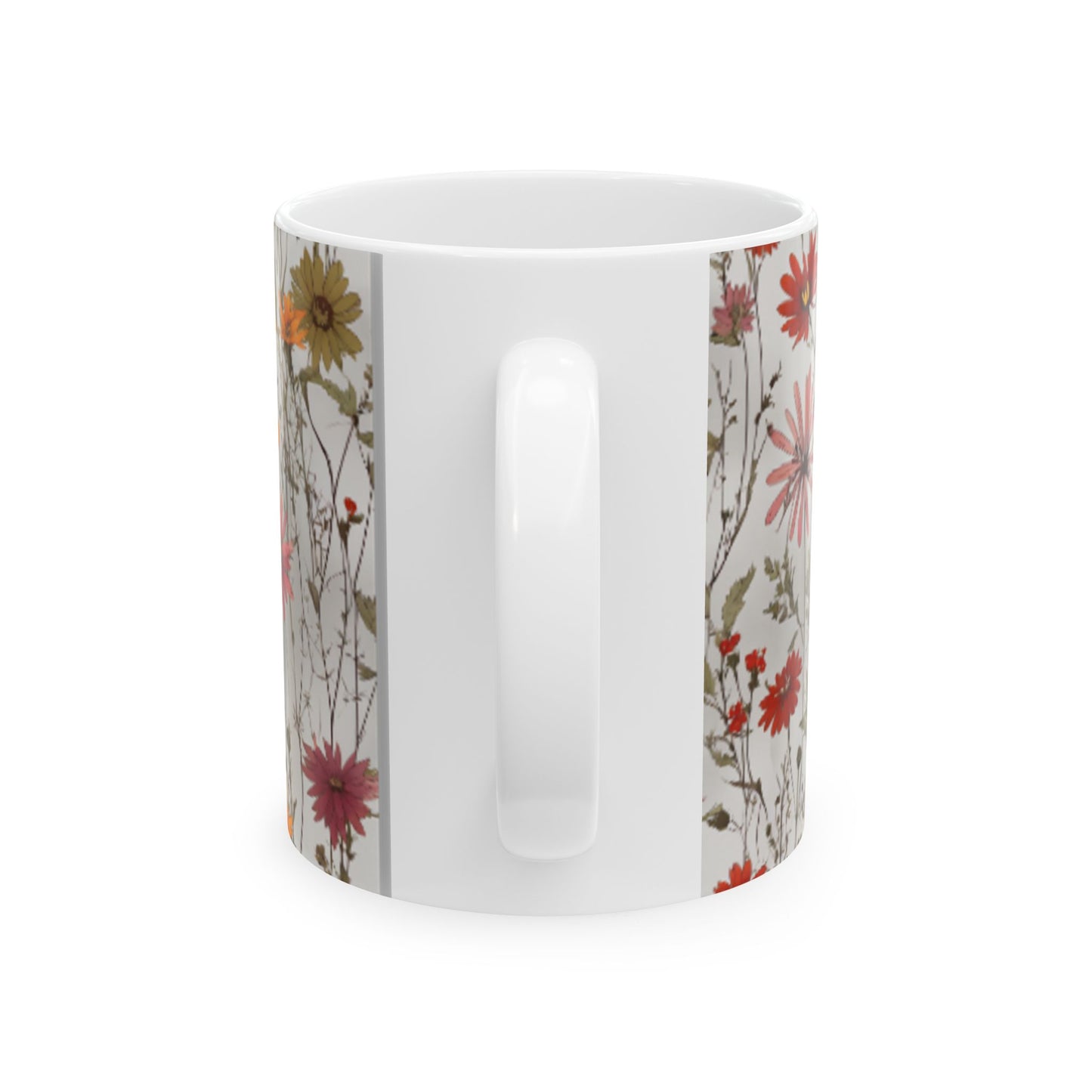 Artistic Wildflower Bloom Ceramic Mug - Unique Interpretation Design Drinkware, Available in 11oz & 15oz Sizes - Perfect Gift Idea