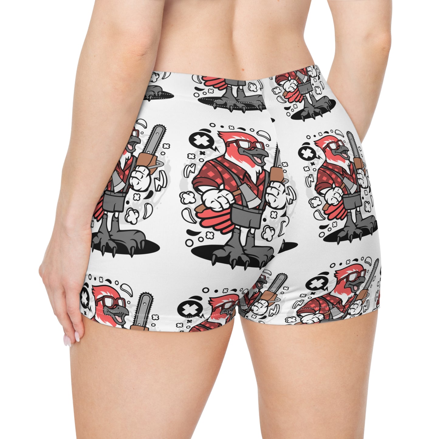 Bird Lumberjack Paradise Women's Spandex Shorts with Nature-Inspired Prints