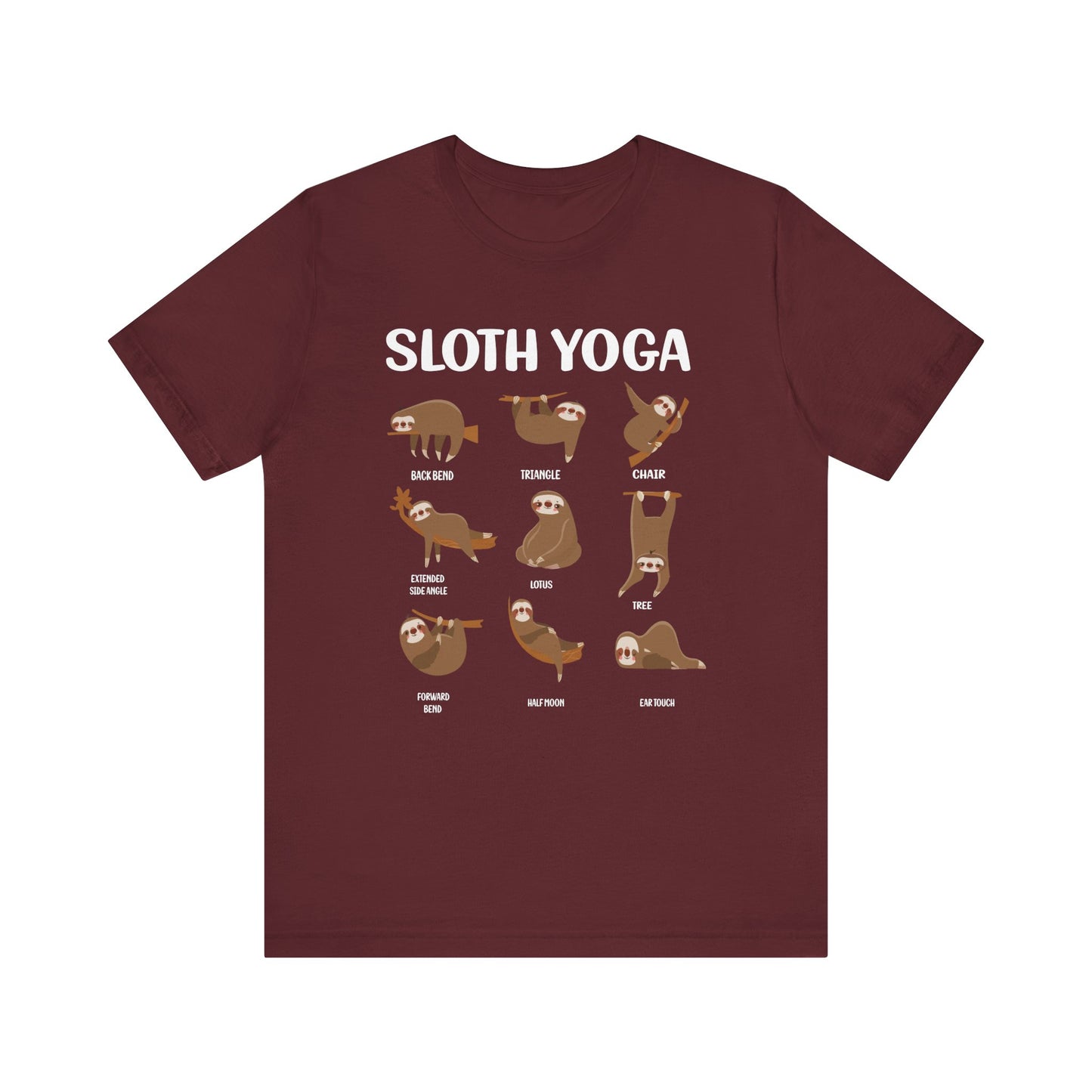 Sloth Yoga T-shirt, Sloth Tshirt, Yoga Shirt, Unisex Shirt, Crewneck Shirt, Short Sleeve Tee, Gift for Him, Gift for Her