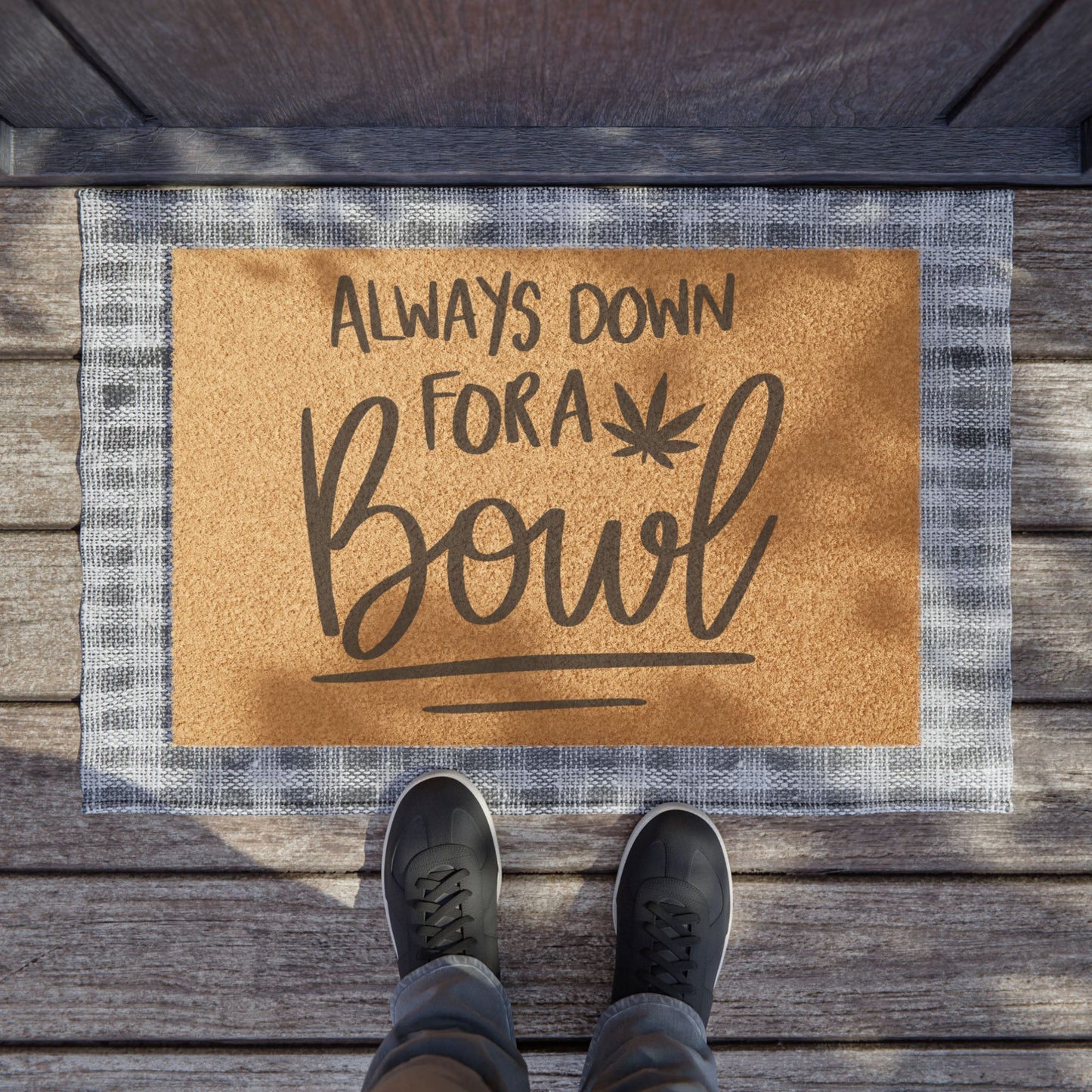 Welcoming Vibes: 'Always Down for a Bowl' Doormat