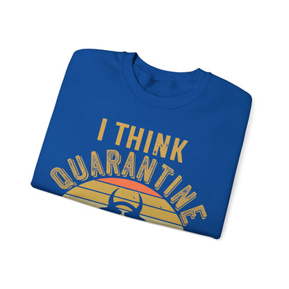 i think quarantine is spelled camping-01 — Unisex Heavy Blend Crewneck (G18000)
