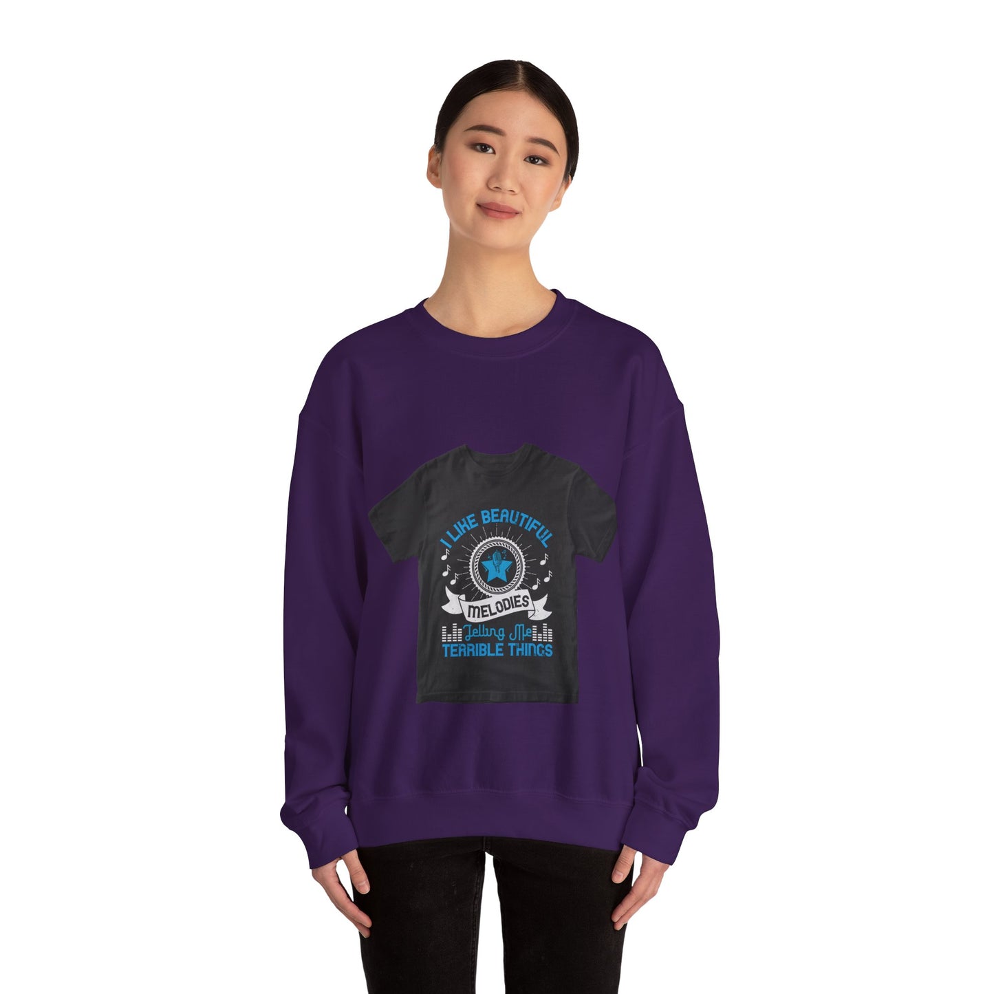 I like beautiful melodies telling me terrible things — Unisex Heavy Blend Crewneck (G18000)