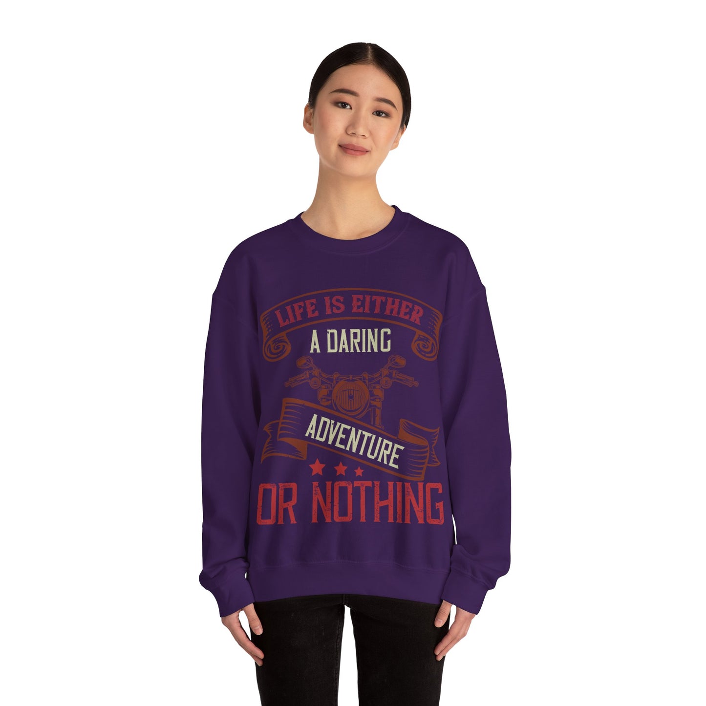life is either a daring adventure or nothing-01 — Unisex Heavy Blend Crewneck (G18000)