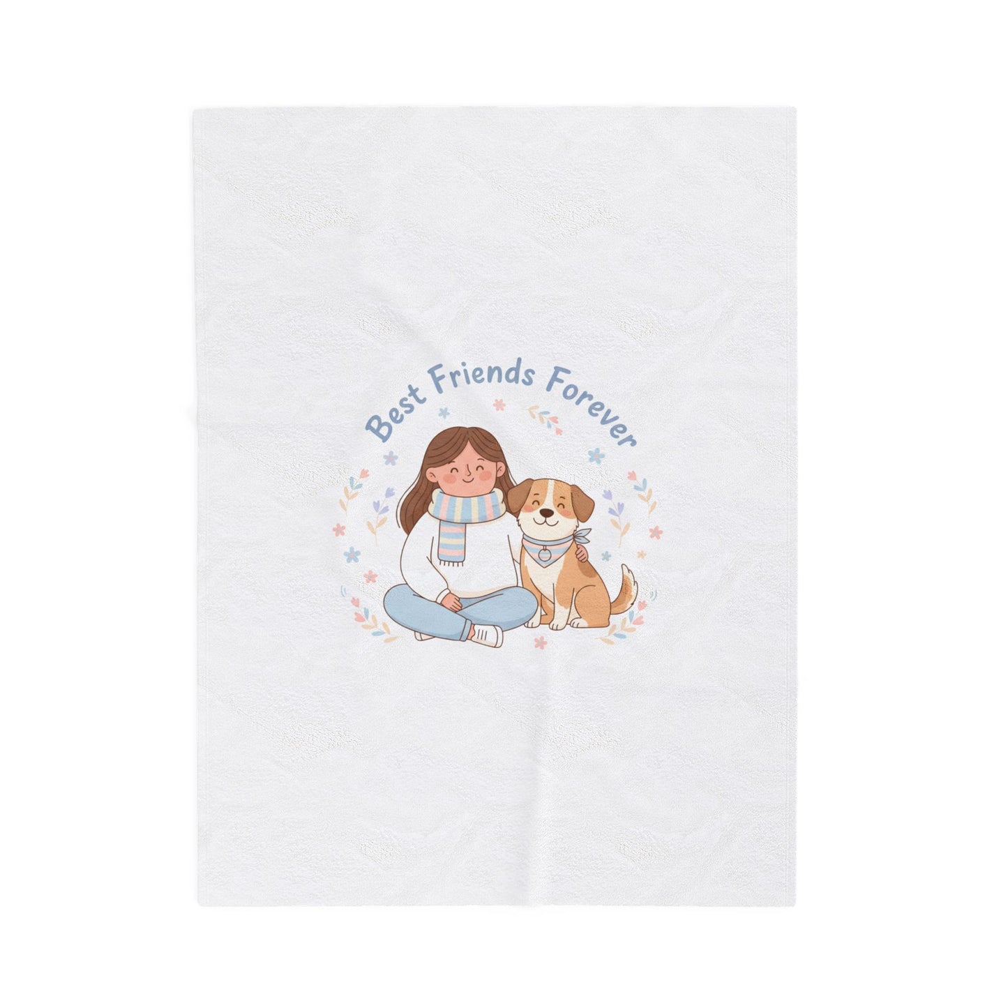 Best Friends Forever Velveteen Plush Blanket | pet owner matching, paw print design