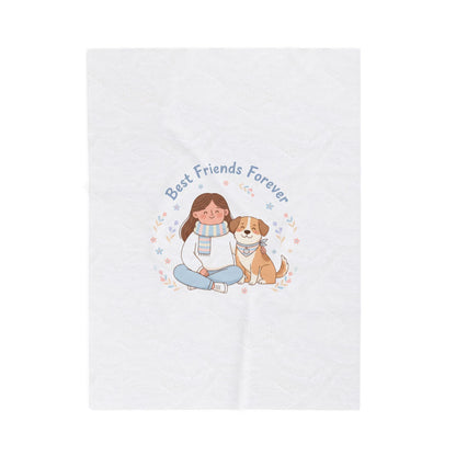 Best Friends Forever Velveteen Plush Blanket | pet owner matching, paw print design