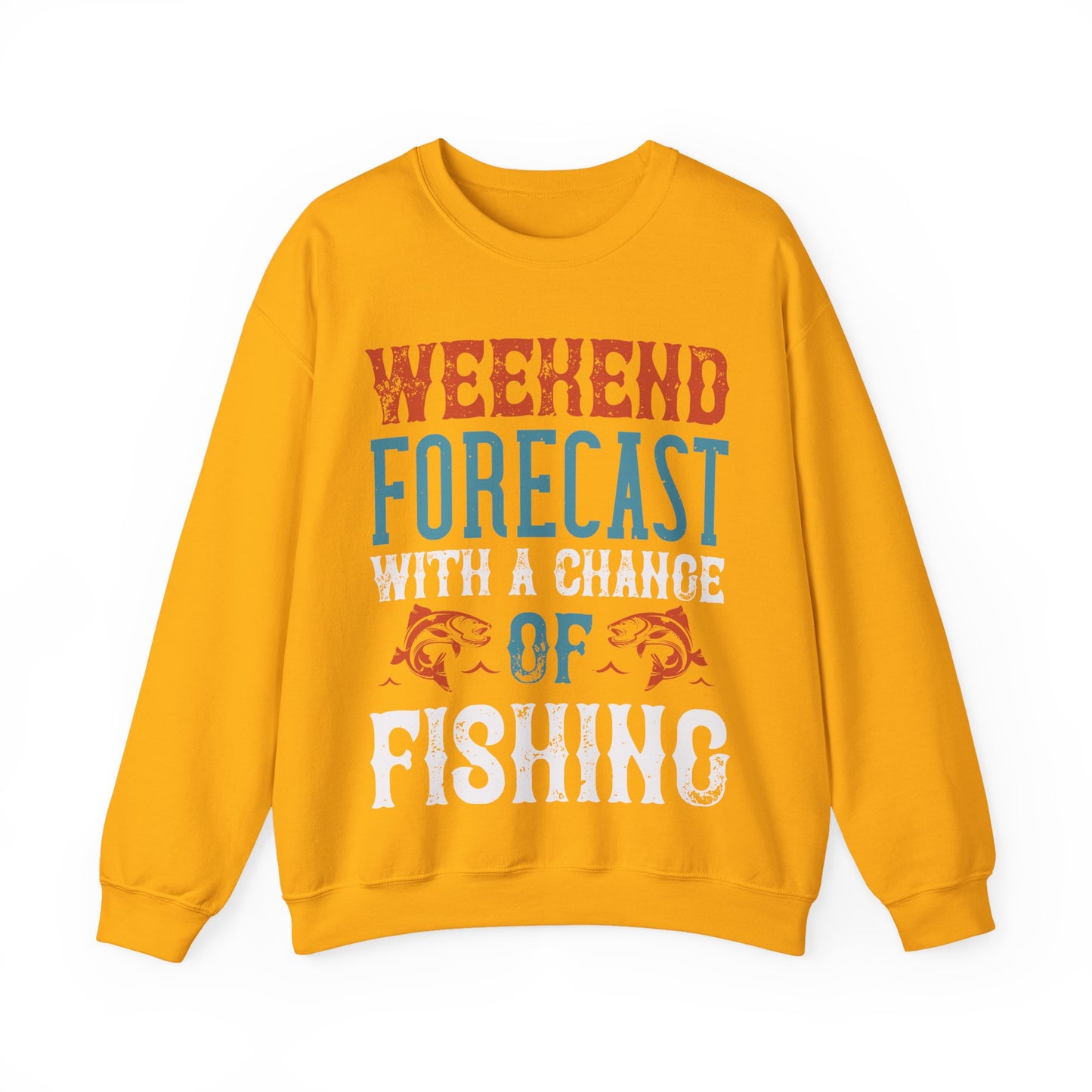 WEEKEND FORECAST WITH A CHANGE OF FISHING-01 — Unisex Heavy Blend Crewneck (G18000)
