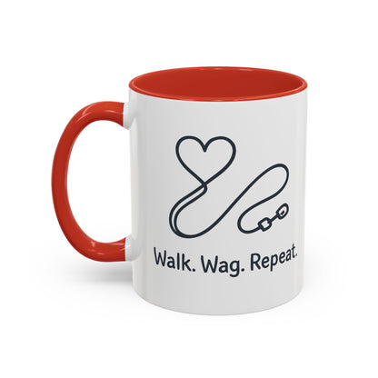 Dog Lover's Accent Coffee Mug - Walk Wag Repeat, Pet Owner Gift, Cute Dog Mug, Animal Lover Cup, Cozy Dog Mom Coffee