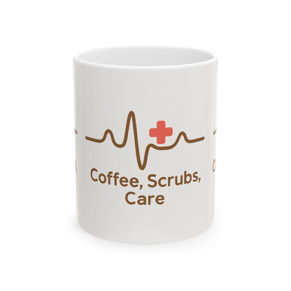 Heartbeats & Coffee Inspirational Mug - Nurse Gift, Medical Professional Humor, Healthcare Appreciation, Unique Coffee Cup