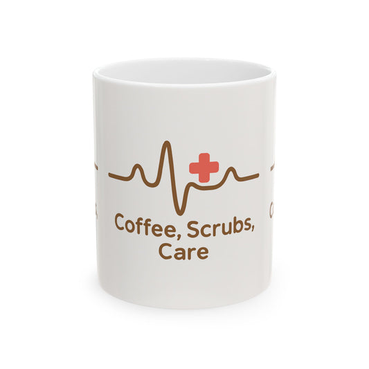 Heartbeats & Coffee Inspirational Mug - Nurse Gift, Medical Professional Humor, Healthcare Appreciation, Unique Coffee Cup