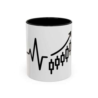 Stock Market Heartbeat Accent Coffee Mug (11, 15oz), Financial Market Trader Gift, Wall Street Investor Mug, Stock Market