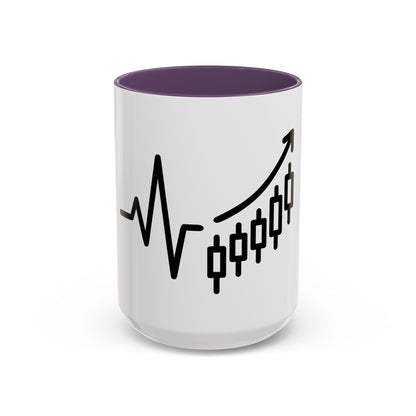 Stock Market Heartbeat Accent Coffee Mug (11, 15oz), Financial Market Trader Gift, Wall Street Investor Mug, Stock Market
