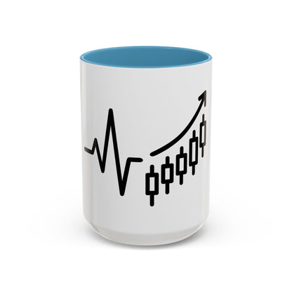 Stock Market Heartbeat Accent Coffee Mug (11, 15oz), Financial Market Trader Gift, Wall Street Investor Mug, Stock Market