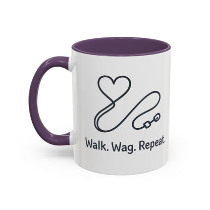 Dog Lover's Accent Coffee Mug - Walk Wag Repeat, Pet Owner Gift, Cute Dog Mug, Animal Lover Cup, Cozy Dog Mom Coffee