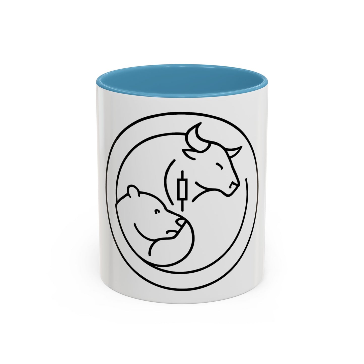 Coffee Mug, Bull and Bear with Candle Stick Stock Market Trader Gift, Finance Office Decor, Wall Street Investor Present, Day