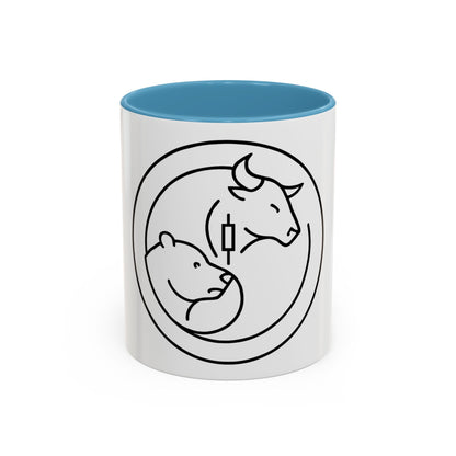 Coffee Mug, Bull and Bear with Candle Stick Stock Market Trader Gift, Finance Office Decor, Wall Street Investor Present, Day