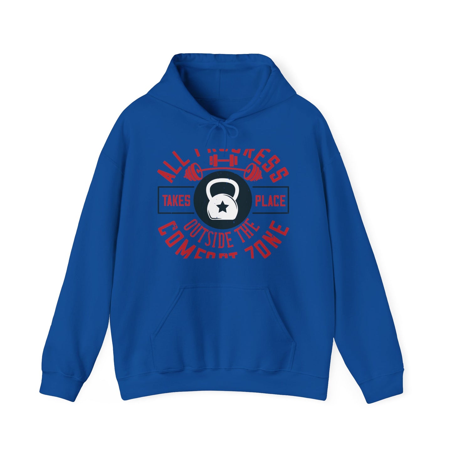 All progress takes place outside the comfort zone-01 — Unisex Heavy Blend Hoodie (G18500)