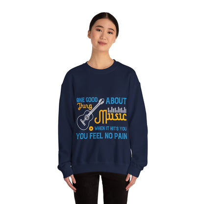 One good thing about music, when it hits you, you feel no pain-01 — Unisex Heavy Blend Crewneck (G18000)