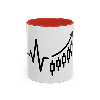 Stock Market Heartbeat Accent Coffee Mug (11, 15oz), Financial Market Trader Gift, Wall Street Investor Mug, Stock Market