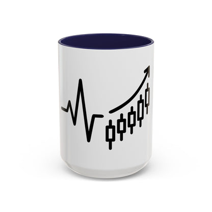 Stock Market Heartbeat Accent Coffee Mug (11, 15oz), Financial Market Trader Gift, Wall Street Investor Mug, Stock Market