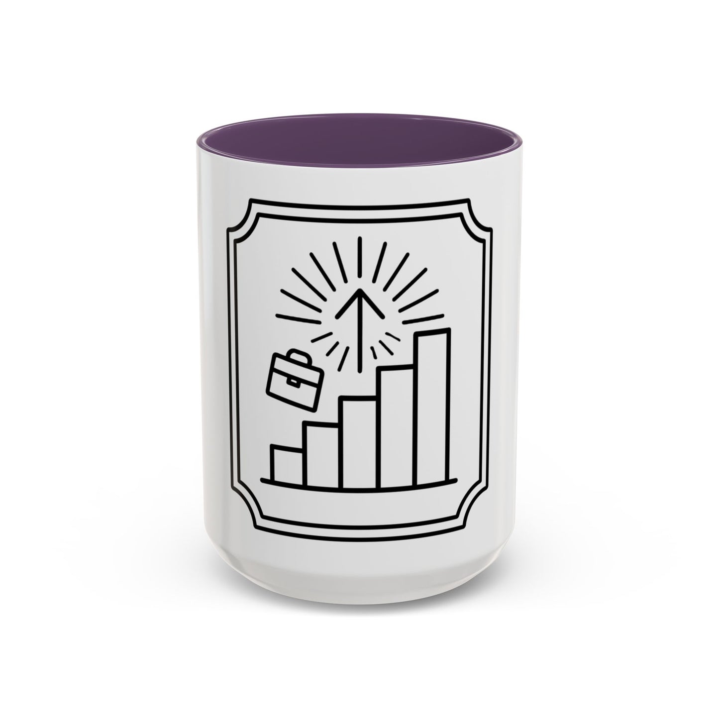 Finance Coffee Mug, Stock Trader Analyst Gift, Bar-Chart Staircase, Briefcase, Climb the Chart