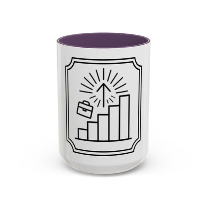 Finance Coffee Mug, Stock Trader Analyst Gift, Bar-Chart Staircase, Briefcase, Climb the Chart