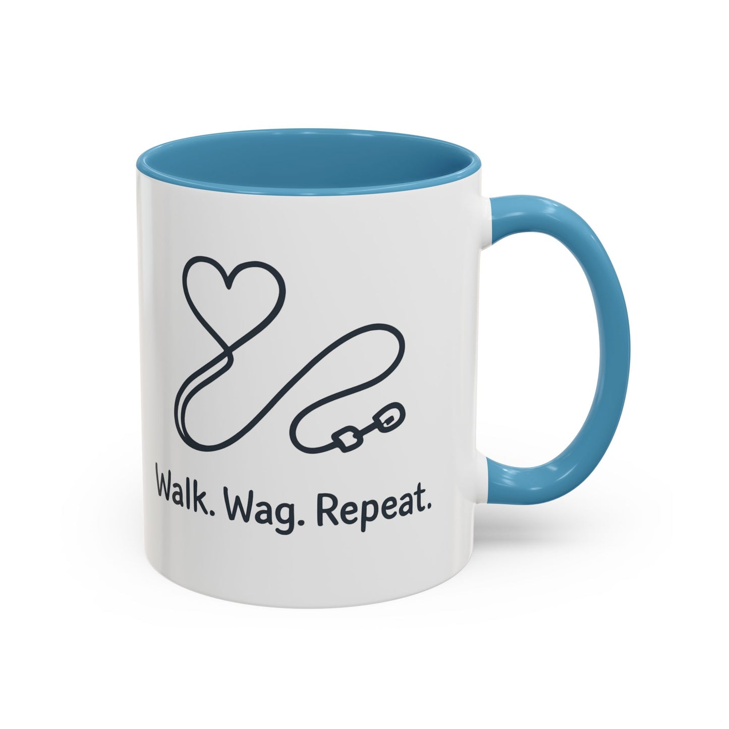 Dog Lover's Accent Coffee Mug - Walk Wag Repeat, Pet Owner Gift, Cute Dog Mug, Animal Lover Cup, Cozy Dog Mom Coffee