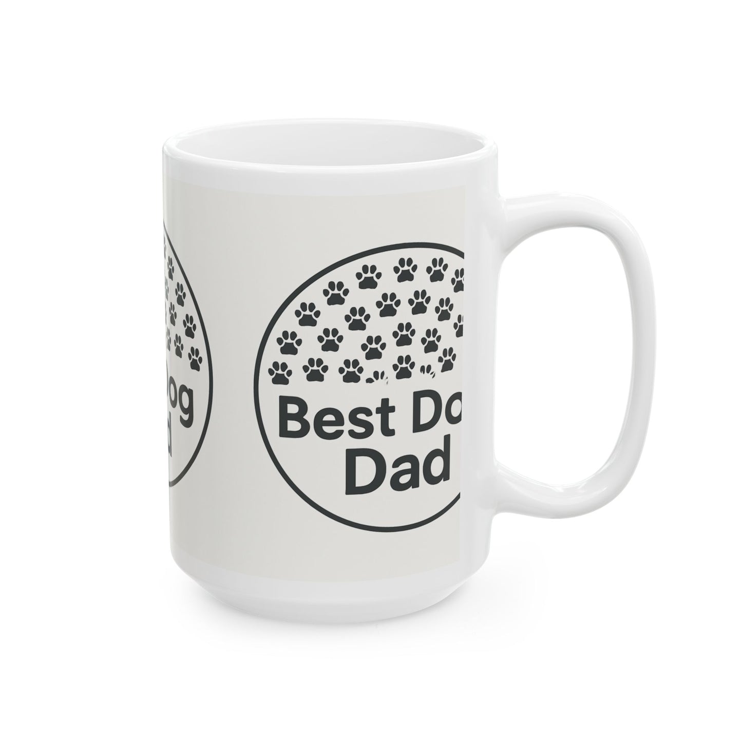 Best Dog Dad Ceramic Mug - Personalized Gift for Dog Lovers, Pet Owner Coffee Cup, 11oz 15oz, Dog Dad Gift, Paw Print Design