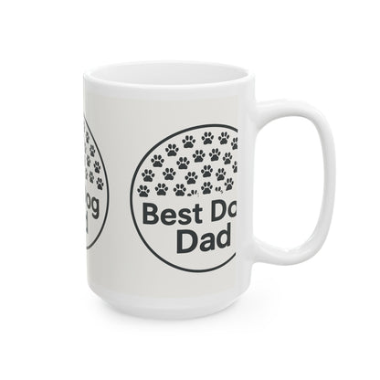 Best Dog Dad Ceramic Mug - Personalized Gift for Dog Lovers, Pet Owner Coffee Cup, 11oz 15oz, Dog Dad Gift, Paw Print Design