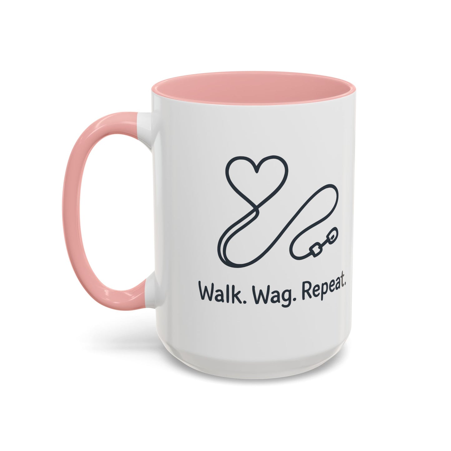 Dog Lover's Accent Coffee Mug - Walk Wag Repeat, Pet Owner Gift, Cute Dog Mug, Animal Lover Cup, Cozy Dog Mom Coffee