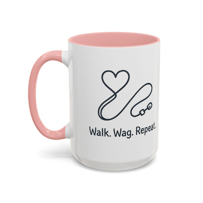 Dog Lover's Accent Coffee Mug - Walk Wag Repeat, Pet Owner Gift, Cute Dog Mug, Animal Lover Cup, Cozy Dog Mom Coffee