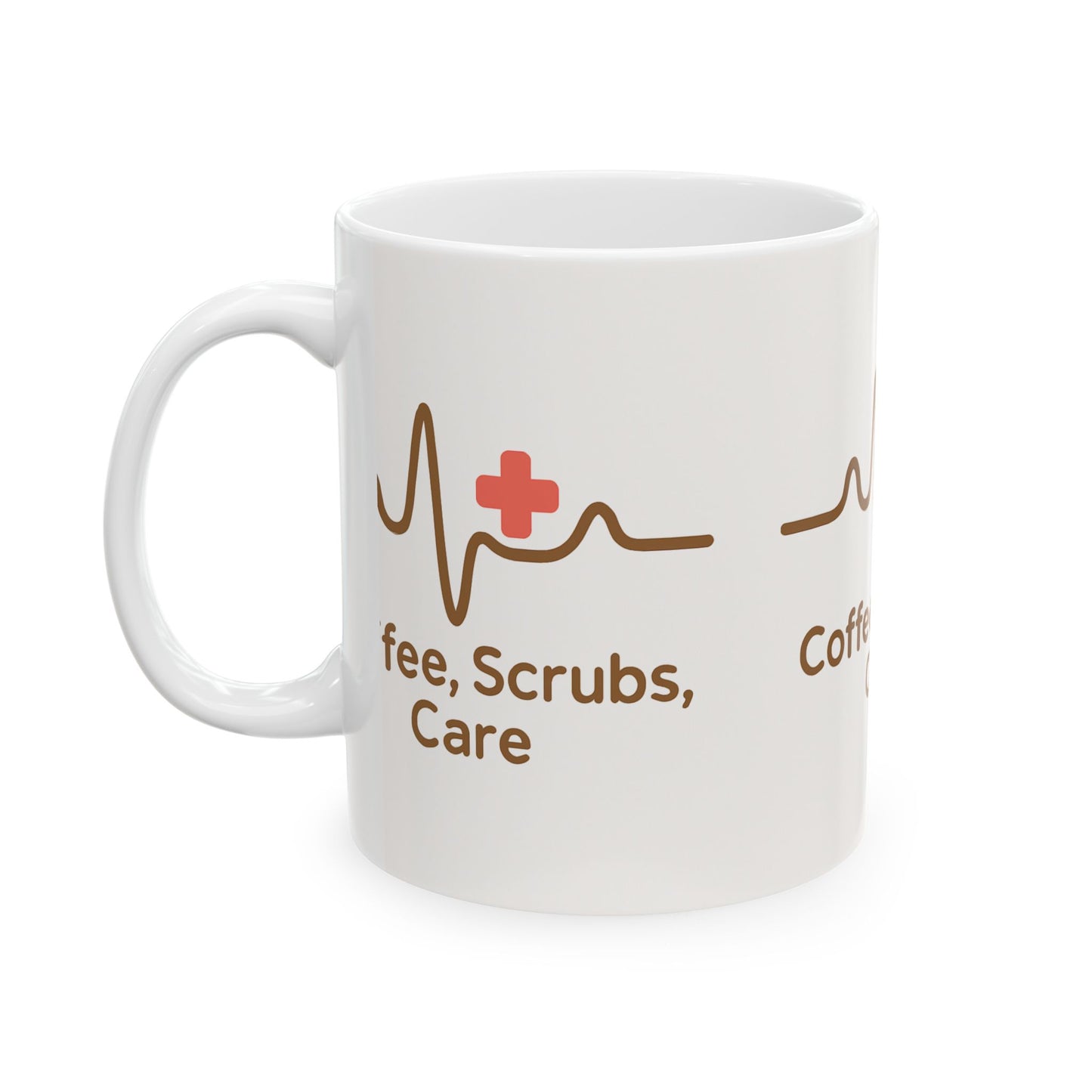 Heartbeats & Coffee Inspirational Mug - Nurse Gift, Medical Professional Humor, Healthcare Appreciation, Unique Coffee Cup