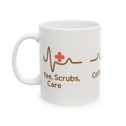 Heartbeats & Coffee Inspirational Mug - Nurse Gift, Medical Professional Humor, Healthcare Appreciation, Unique Coffee Cup