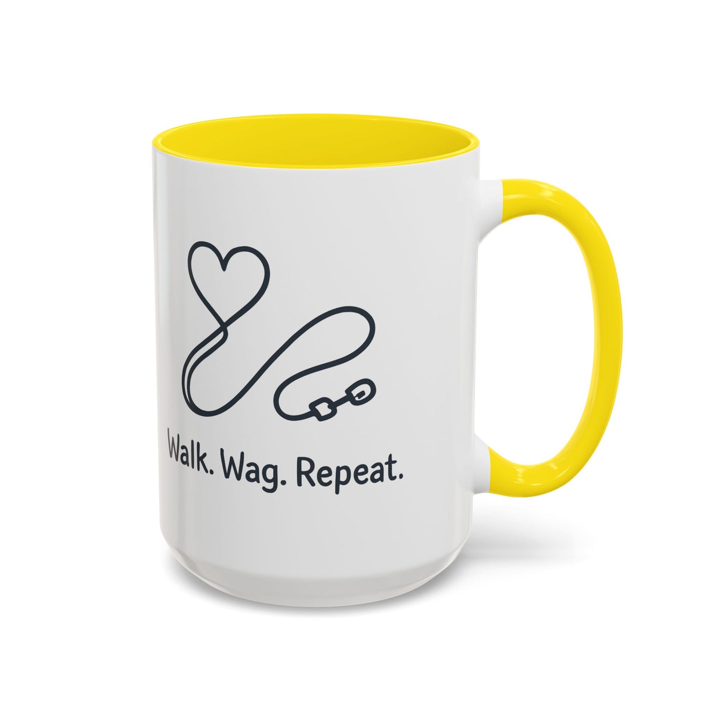Dog Lover's Accent Coffee Mug - Walk Wag Repeat, Pet Owner Gift, Cute Dog Mug, Animal Lover Cup, Cozy Dog Mom Coffee