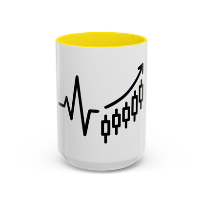 Stock Market Heartbeat Accent Coffee Mug (11, 15oz), Financial Market Trader Gift, Wall Street Investor Mug, Stock Market