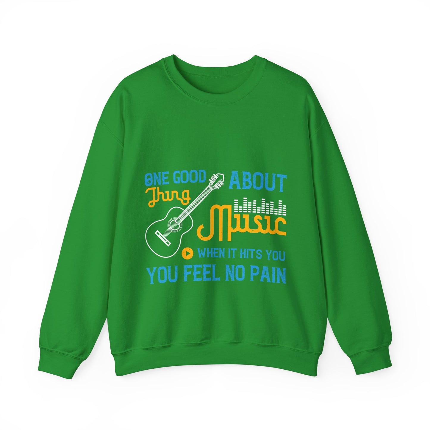 One good thing about music, when it hits you, you feel no pain-01 — Unisex Heavy Blend Crewneck (G18000)