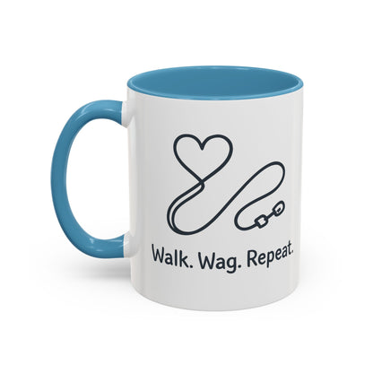 Dog Lover's Accent Coffee Mug - Walk Wag Repeat, Pet Owner Gift, Cute Dog Mug, Animal Lover Cup, Cozy Dog Mom Coffee