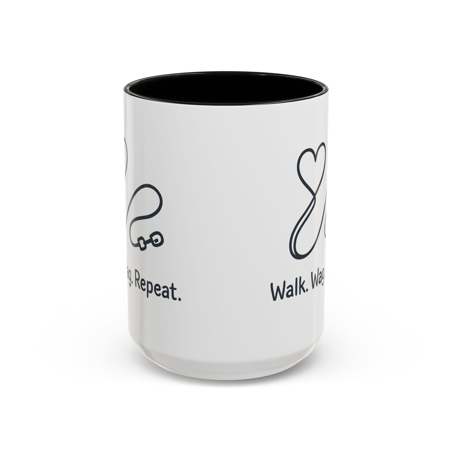 Dog Lover's Accent Coffee Mug - Walk Wag Repeat, Pet Owner Gift, Cute Dog Mug, Animal Lover Cup, Cozy Dog Mom Coffee