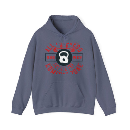 All progress takes place outside the comfort zone-01 — Unisex Heavy Blend Hoodie (G18500)