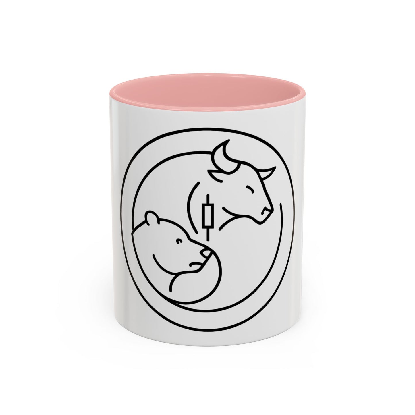 Coffee Mug, Bull and Bear with Candle Stick Stock Market Trader Gift, Finance Office Decor, Wall Street Investor Present, Day