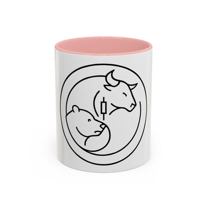 Coffee Mug, Bull and Bear with Candle Stick Stock Market Trader Gift, Finance Office Decor, Wall Street Investor Present, Day