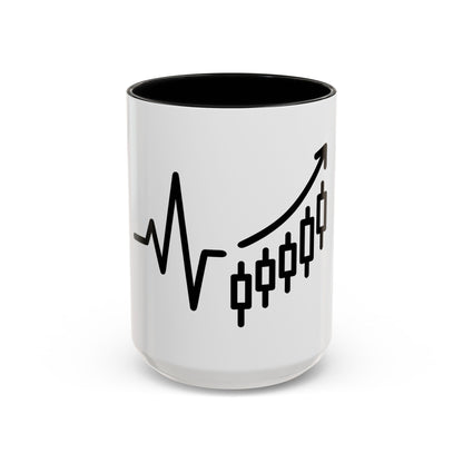 Stock Market Heartbeat Accent Coffee Mug (11, 15oz), Financial Market Trader Gift, Wall Street Investor Mug, Stock Market