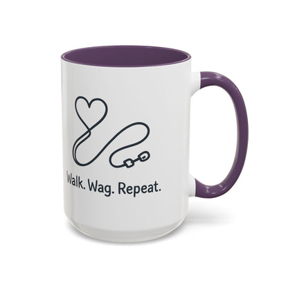 Dog Lover's Accent Coffee Mug - Walk Wag Repeat, Pet Owner Gift, Cute Dog Mug, Animal Lover Cup, Cozy Dog Mom Coffee