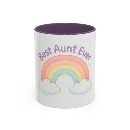 Best Aunt Ever Rainbow Coffee Mug, Gift for Aunts, 11oz, 15oz, Cute Mug, Birthday Gift, Unique Coffee Cup