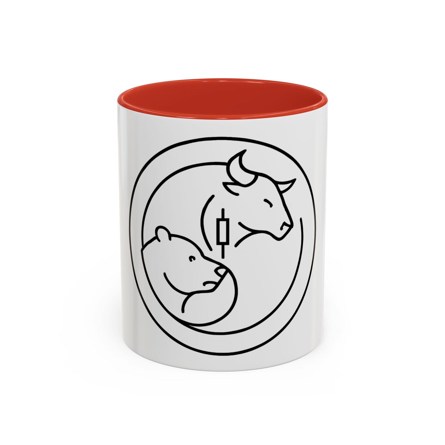 Coffee Mug, Bull and Bear with Candle Stick Stock Market Trader Gift, Finance Office Decor, Wall Street Investor Present, Day