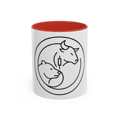 Coffee Mug, Bull and Bear with Candle Stick Stock Market Trader Gift, Finance Office Decor, Wall Street Investor Present, Day