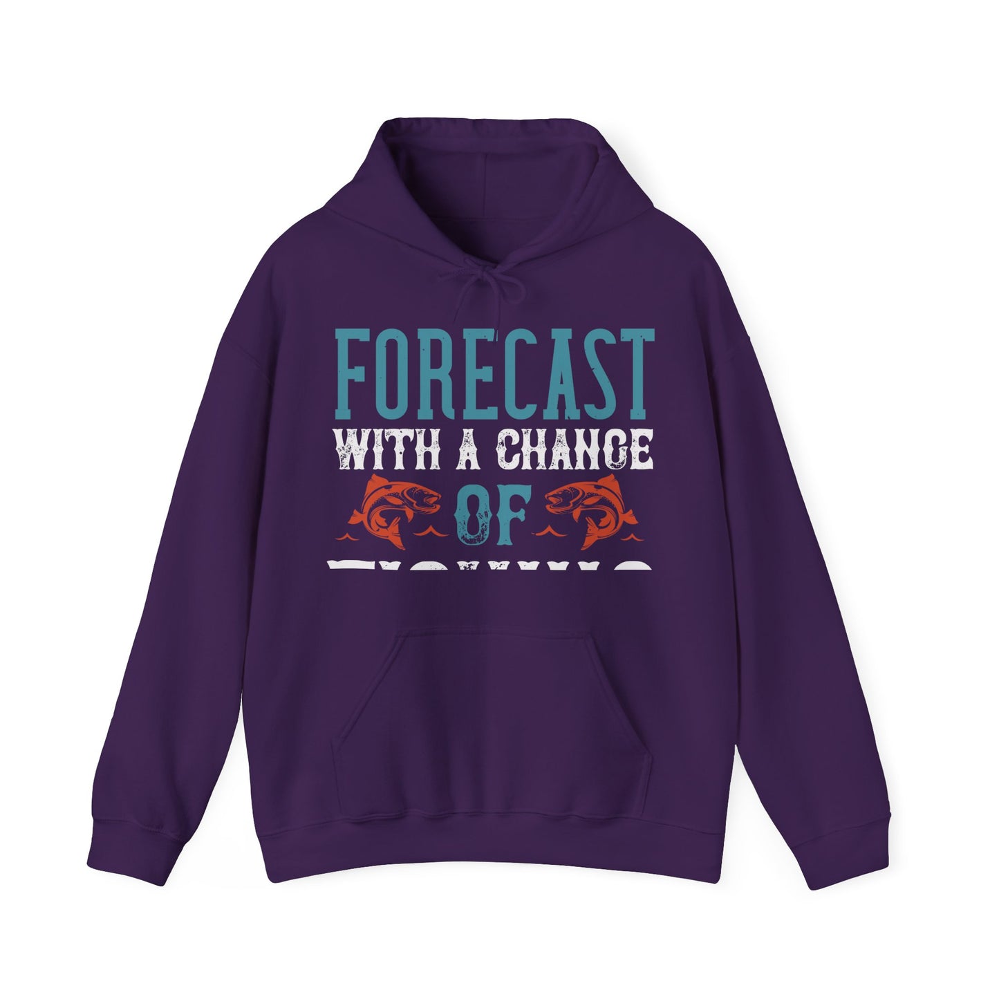 WEEKEND FORECAST WITH A CHANGE OF FISHING-01 — Unisex Heavy Blend Hoodie (G18500)