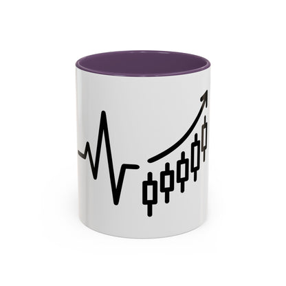 Stock Market Heartbeat Accent Coffee Mug (11, 15oz), Financial Market Trader Gift, Wall Street Investor Mug, Stock Market