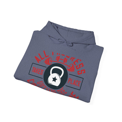 All progress takes place outside the comfort zone-01 — Unisex Heavy Blend Hoodie (G18500)