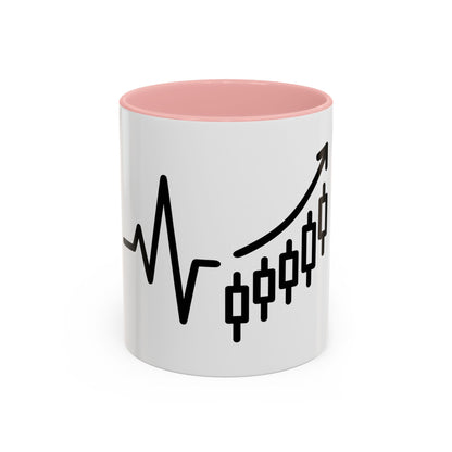 Stock Market Heartbeat Accent Coffee Mug (11, 15oz), Financial Market Trader Gift, Wall Street Investor Mug, Stock Market