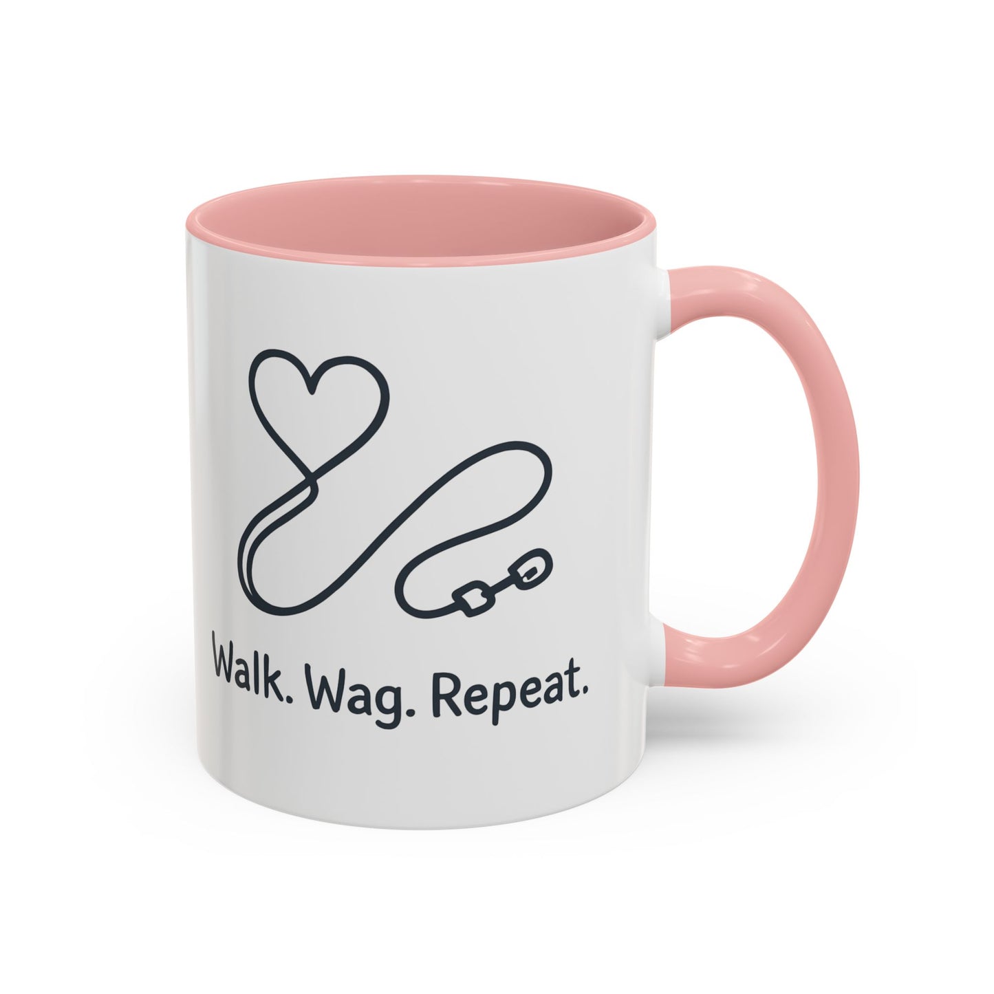 Dog Lover's Accent Coffee Mug - Walk Wag Repeat, Pet Owner Gift, Cute Dog Mug, Animal Lover Cup, Cozy Dog Mom Coffee